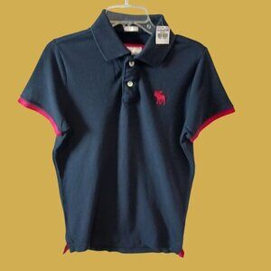 Abercrombie & Fitch Muscle Polo Shirt XL Casual Boy Navy/red  XLarge